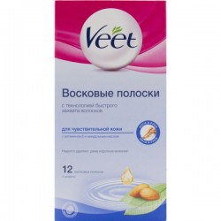 Восковые полоски для депиляции, Veet (Вит) 12 шт джуси для чувствительной кожи