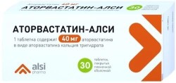 Аторвастатин-АЛСИ, таблетки покрытые пленочной оболочкой 40 мг 30 шт