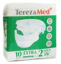 Подгузники для взрослых, Terezamed (Терезамед) р. 2 M (70-130 см) 10 шт Экстра медиум