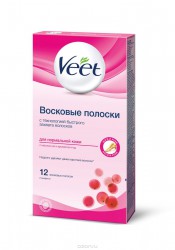 Восковые полоски для депиляции, Veet (Вит) 12 шт джуси для нормальной кожи