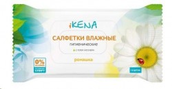 Салфетки влажные гигиенические, iKena (Икена) 15 шт Ромашка с гелем алоэ вера