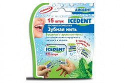 Зубная нить (флосс), Icedent (Айсдент) 15 шт профилактическая вощеная с ароматом мяты конверт