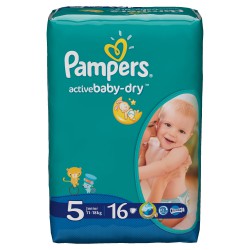 Подгузники, Pampers (Памперс) 11-18 кг р. 5 №16 актив беби драй джуниор