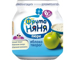 Пюре, Фрутоняня 100 г яблоко творог